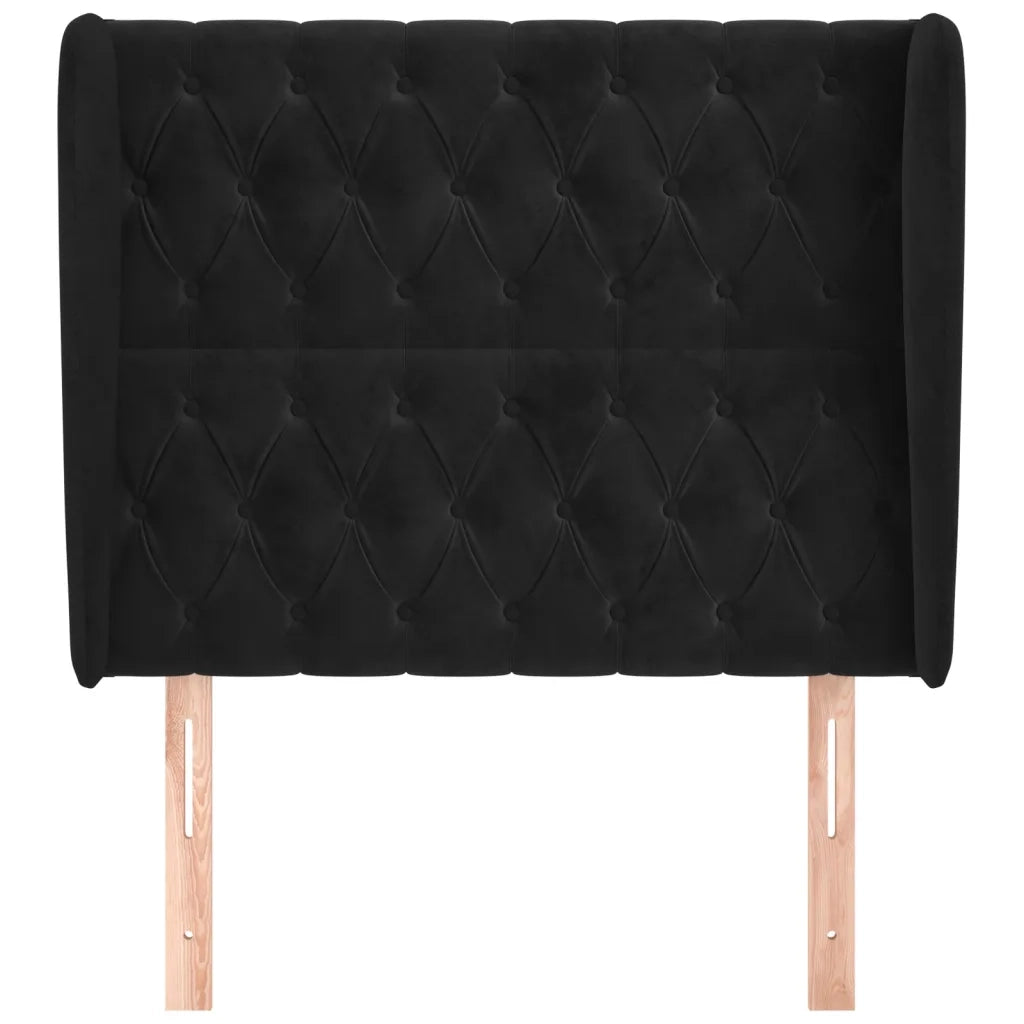 Testiera | Testata ad Orecchio Nera 93x23x118/128 cm in Velluto