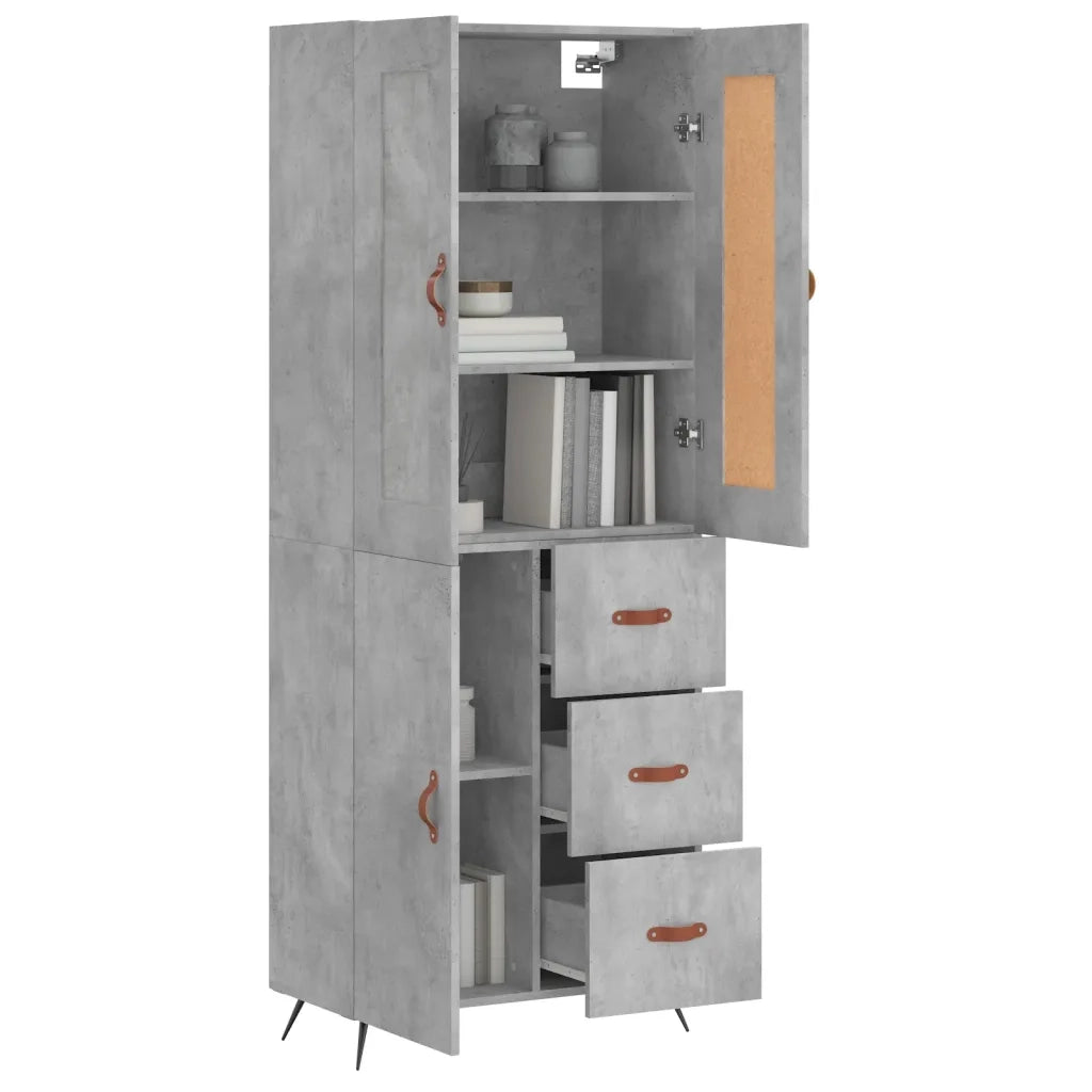 Credenza-Buffet-Armadio da cucina Grigio Cemento 69,5x34x180 cm in Legno Multistrato 144653