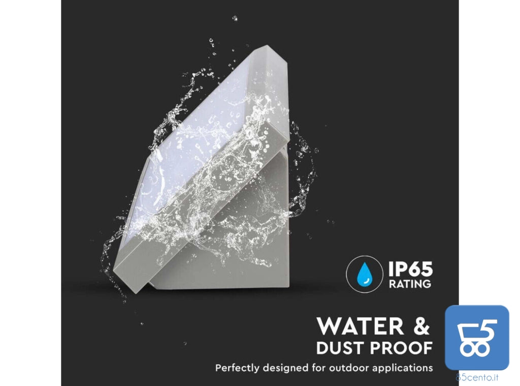 Plafoniera Lampada Led da Muro 12 W Applique Parete per Esterno IP65 Resistente all'Acqua V-TAC VT-8054 grigio chiaro