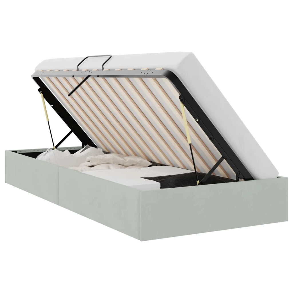 Letto con Contenitore Grigio Chiaro 100 x 203 cm Velluto 3370132