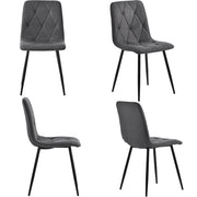 Set di 4 sedie da pranzo imbottite con schienale e struttura in metallo; design moderno in lino grigio