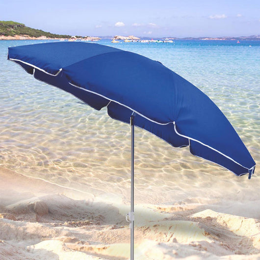 Marvin Ombrellone da Spiaggia FLEXY Inclinabile con Borsa Portatile 200 cm e Palo in Alluminio Telo in Tessuto Polie Blu