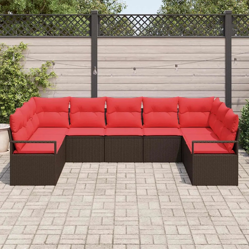 Set di divani con cuscino 7 pcs Marrone polyrattan 3346534