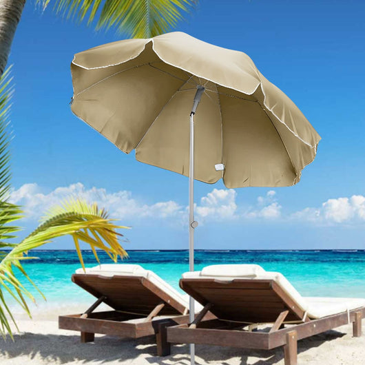 Marvin Ombrellone da Spiaggia FLEXY Inclinabile con Borsa Portatile 200 cm e Palo in Alluminio Telo in Tessuto Pol Ecrù