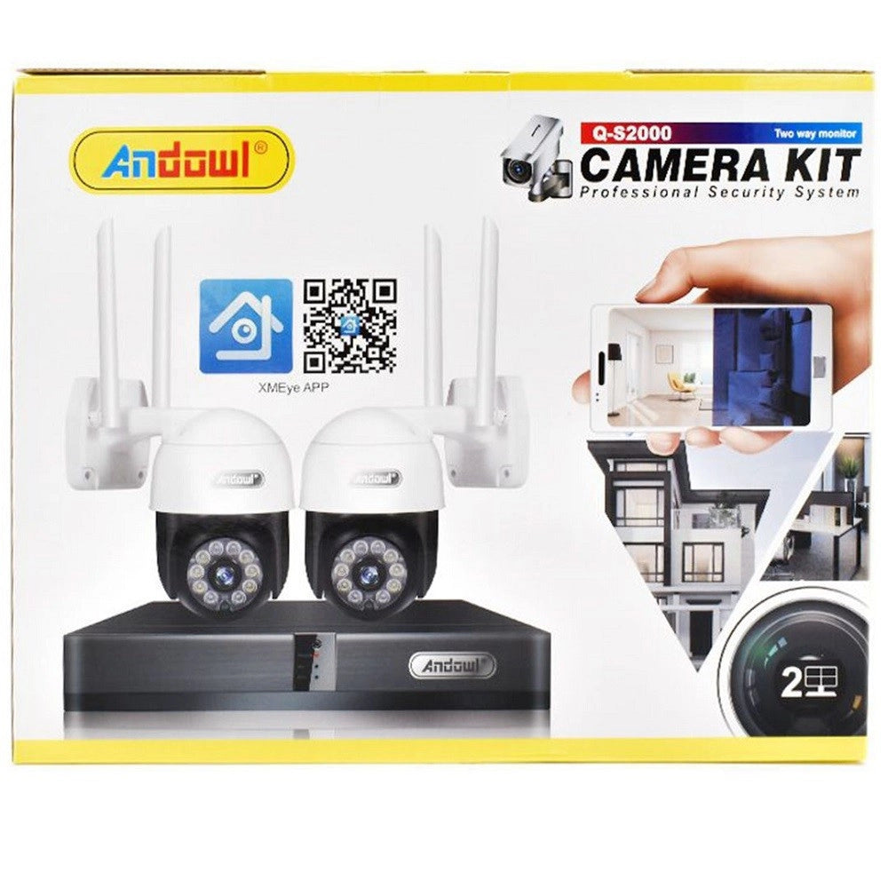 Trade Shop - Kit 2 Telecamere Wi-fi Ptz 4k Con Registratore Nvr Sistema Di Sicurezza Q-s2000 -