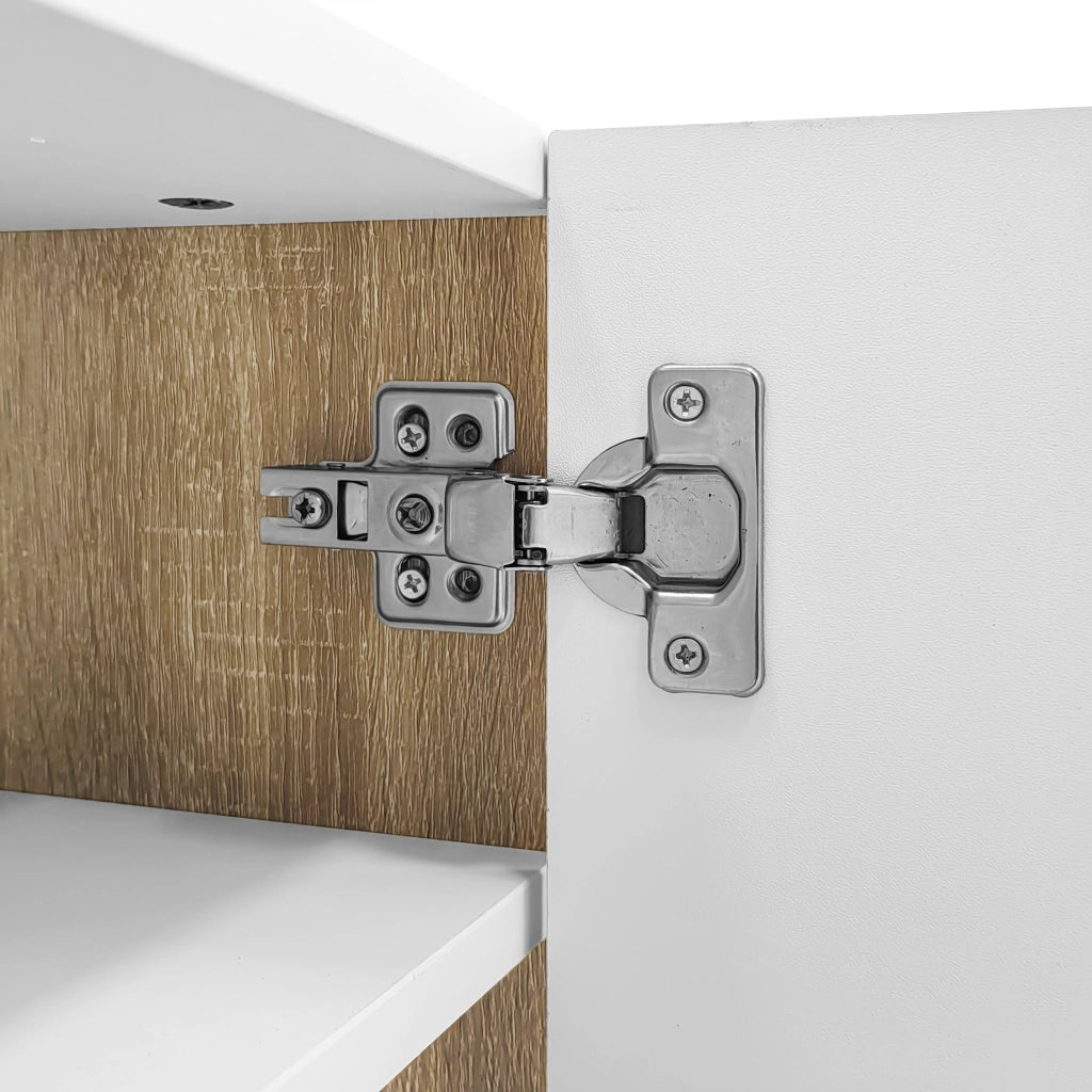 Mobile porta TV con 3 ante e 2 cassetti in MDF e pannello truciolare bianco e oro con venatura legno 190 × 35 × 45 cm