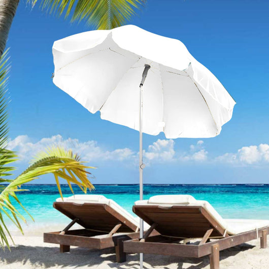 Marvin Ombrellone da Spiaggia FLEXY Inclinabile con Borsa Portatile 200 cm e Palo in Alluminio Telo in Tessuto Po Bianco