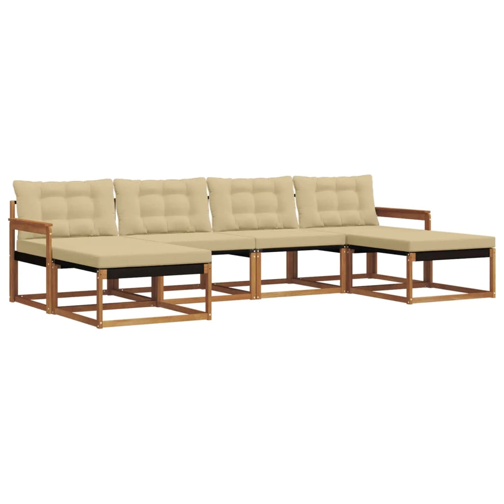 Set di divani da esterno con cuscino 6 pcs Naturale e Beige 3369716