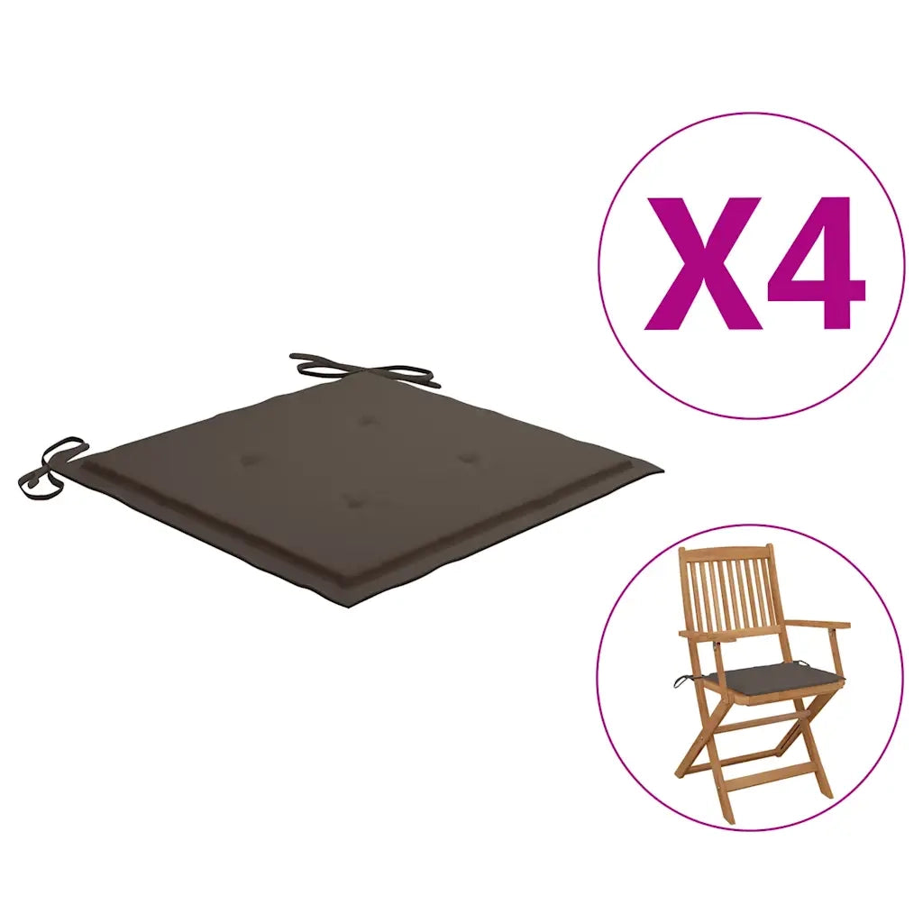 Cuscini per Sedie da Giardino 4 pz Tortora 40x40x3 cm in Oxford 47595