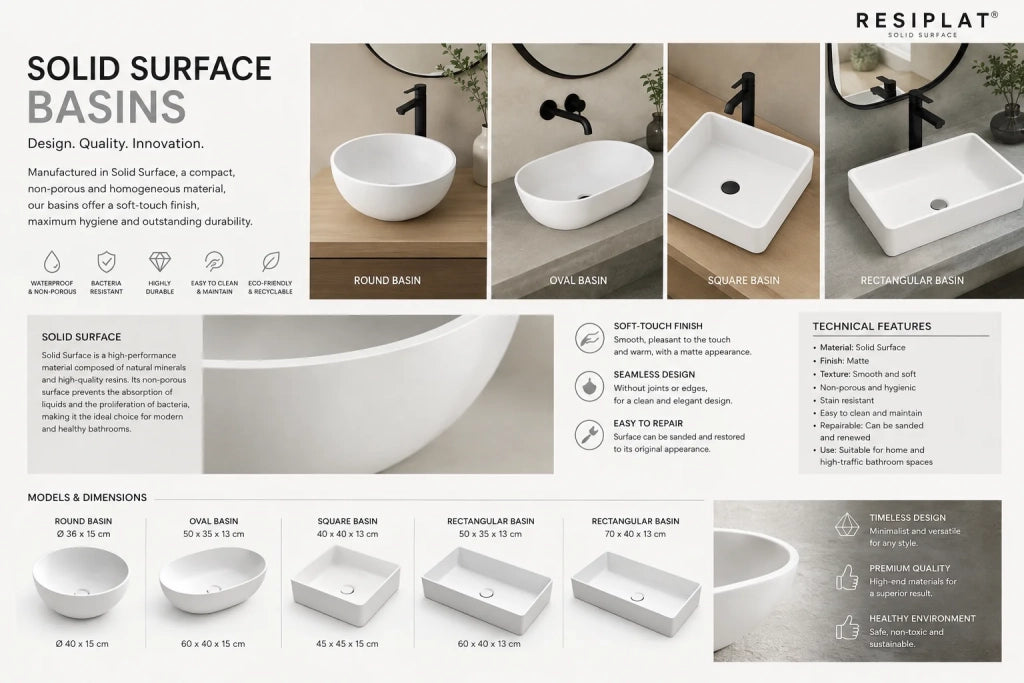 Lavabo da appoggio Solid Surface MONACO - nero