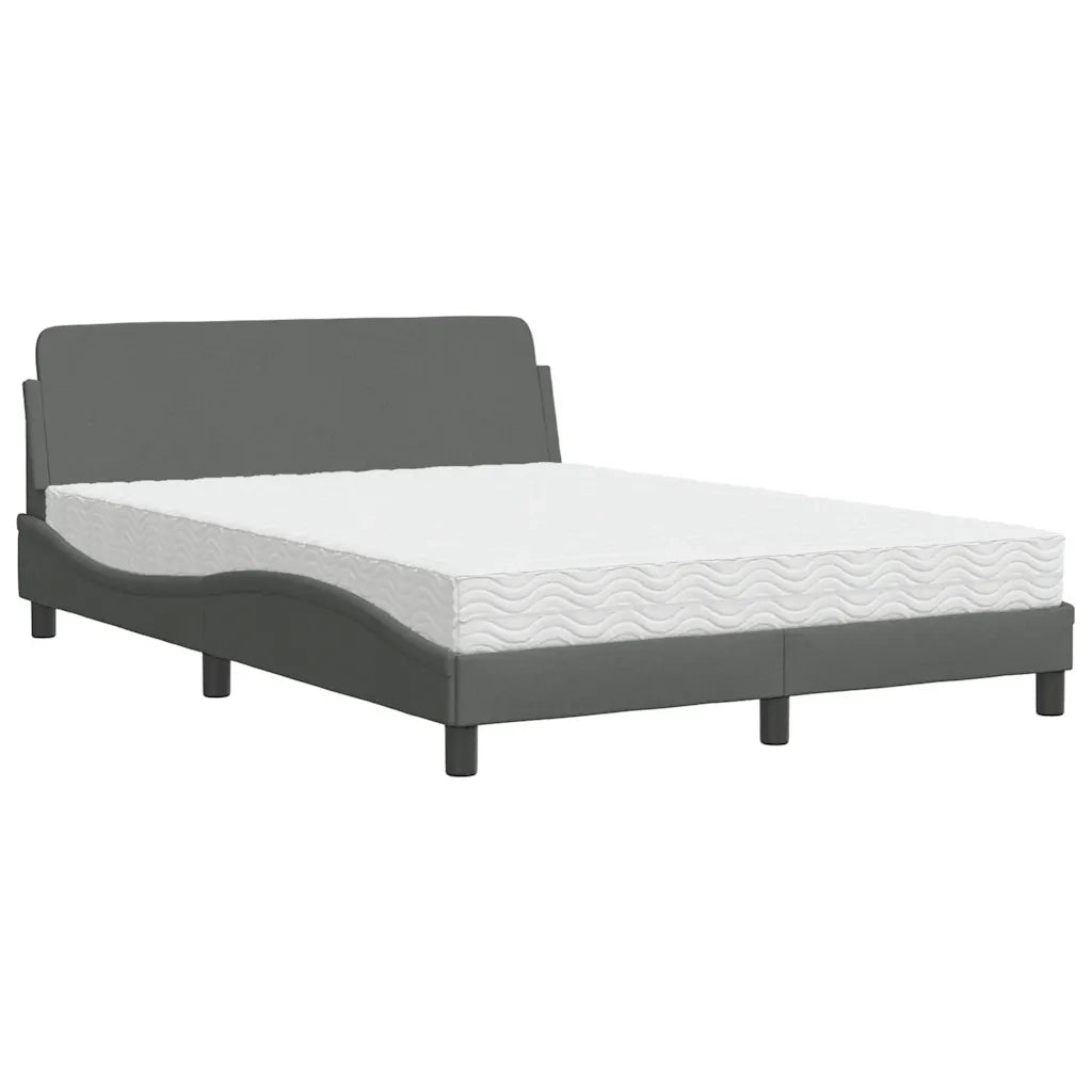 Letto con Materasso-Struttura Letto con Materasso Dover Grigio Scuro 120x200 cm Tessuto
