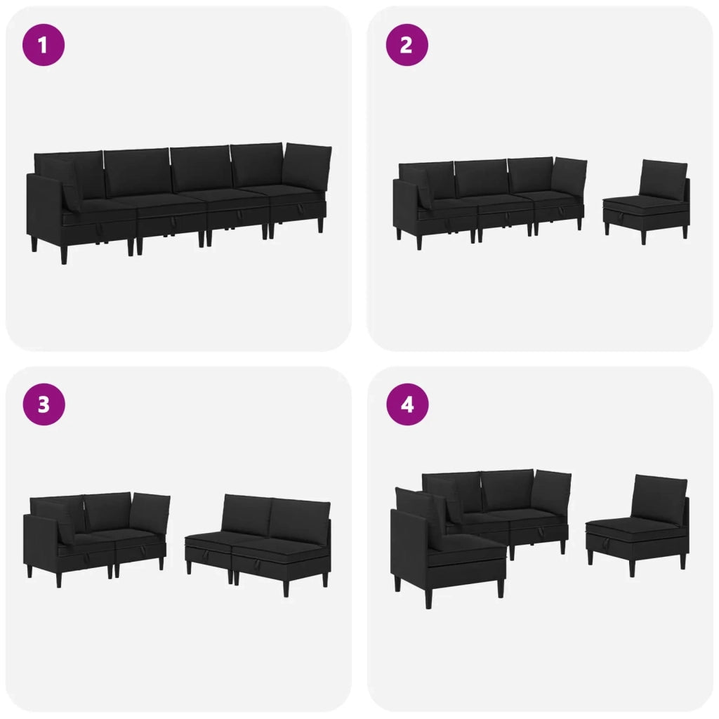 Set di mobili per il soggiorno 4 pcs Nero Tessuto