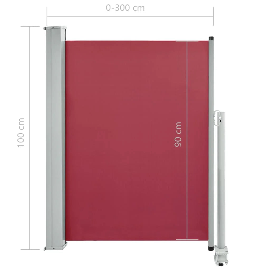 Tenda da sole laterale retrattile/schermo protettivo per patio giardino terrazza balcone 100 x 300 cm rosso 02_0007188