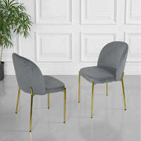 Sedia in Velluto con Gambe Oro Chiara Sedie in Metallo Dorato Poltroncina con Seduta Imbotti 4 SEDIE CHIARA GRIGIO / ORO