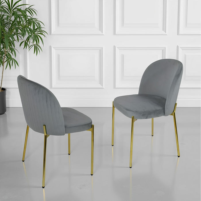 Sedia in Velluto con Gambe Oro Chiara Sedie in Metallo Dorato Poltroncina con Seduta Imbotti 4 SEDIE CHIARA GRIGIO / ORO