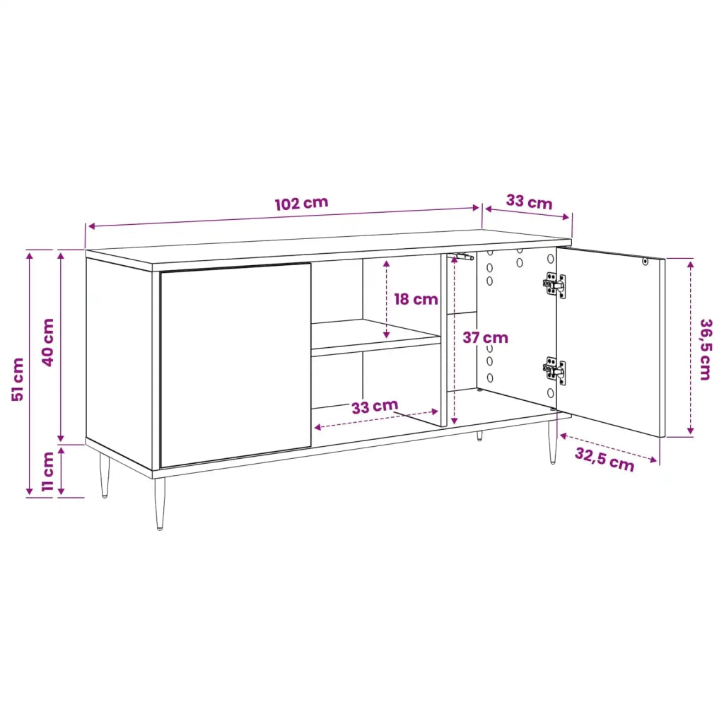 Mobile TV ZAANDAM 102 x 33 x 51 cm Rovere Nero 8007060