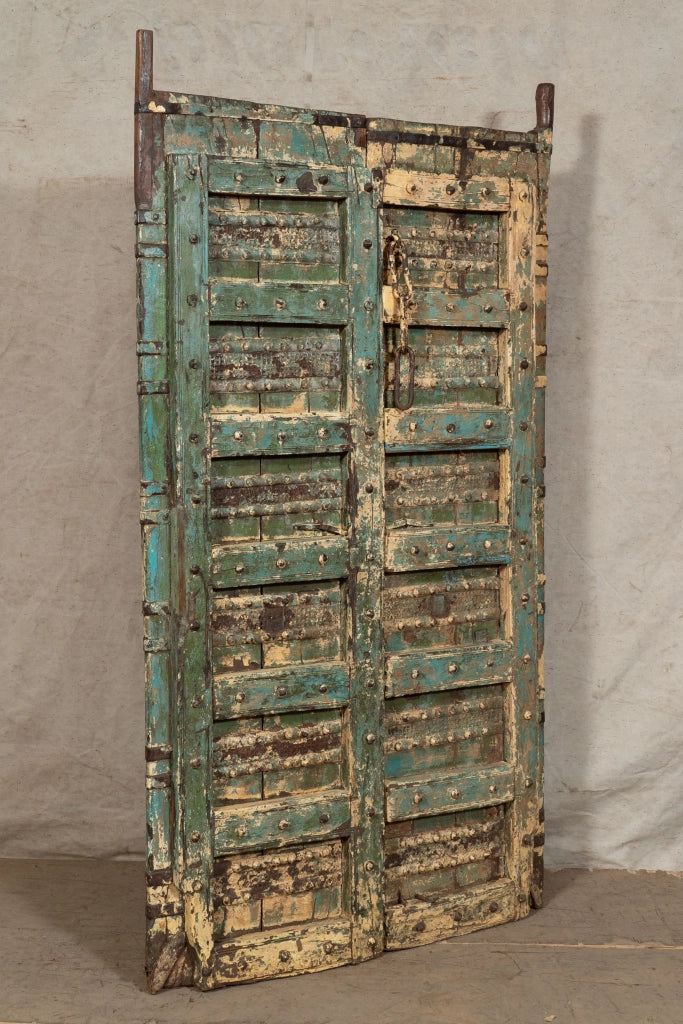 Biscottini Porta portone in legno massello e ferro da interno o da esterno vecchia e antica medievale scorrevole