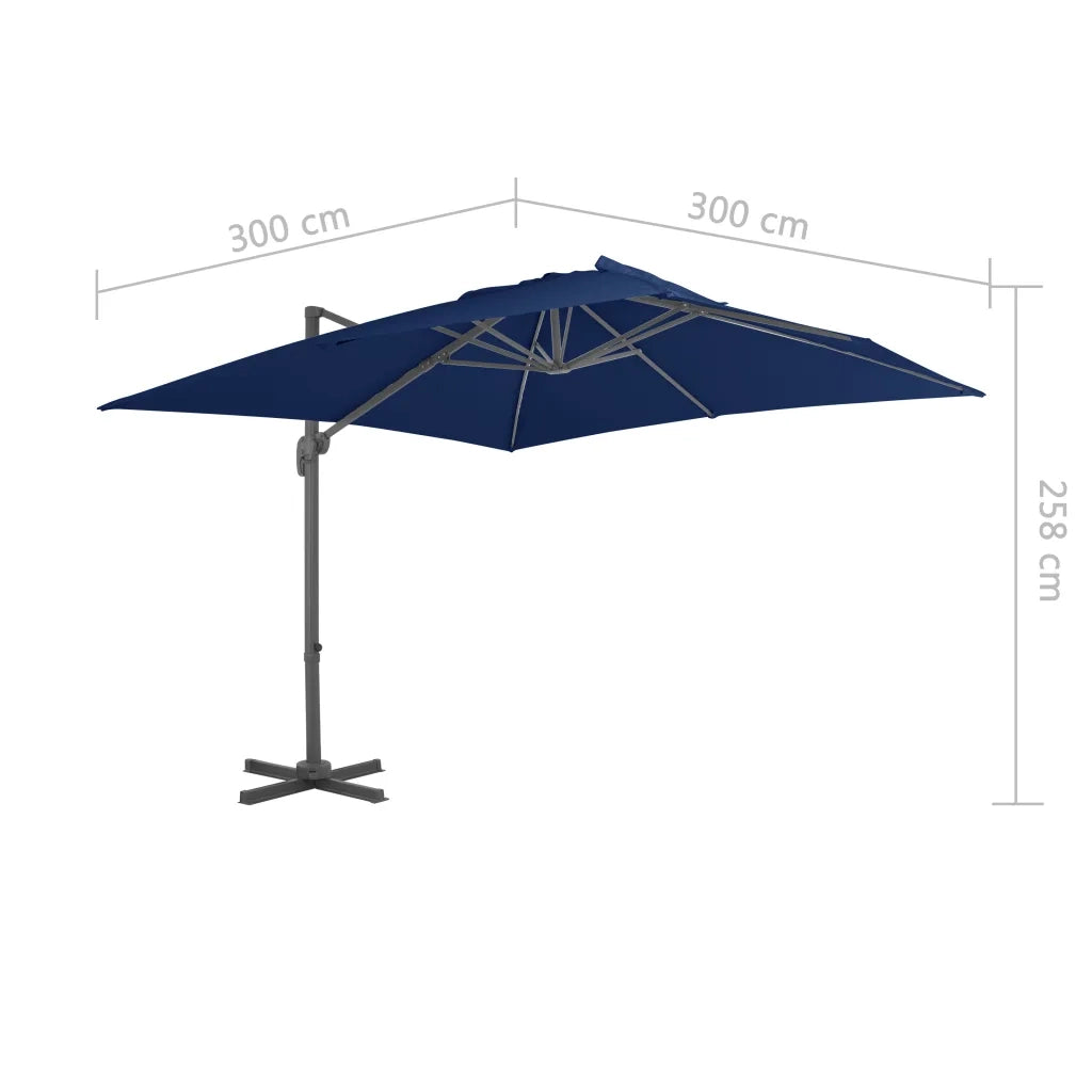 Ombrellone a Sbalzo con Palo in Alluminio 3x3 m Azzurro 47002