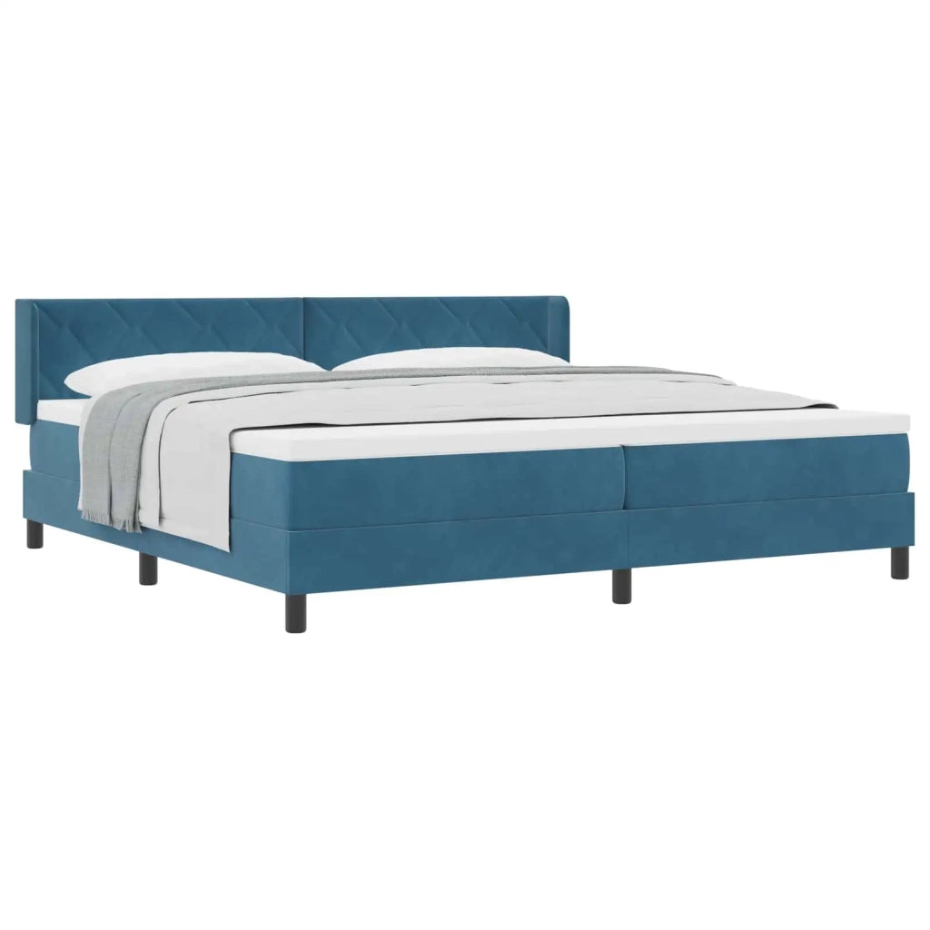 Letto a molle con testiera Blu Scuro 200 x 200 cm Velluto 3341544