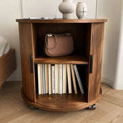TAVOLINO BEISTELL TAVOLO CILINDRICO 60x60x60 cm MDF Walnuss con presa e 2 USB