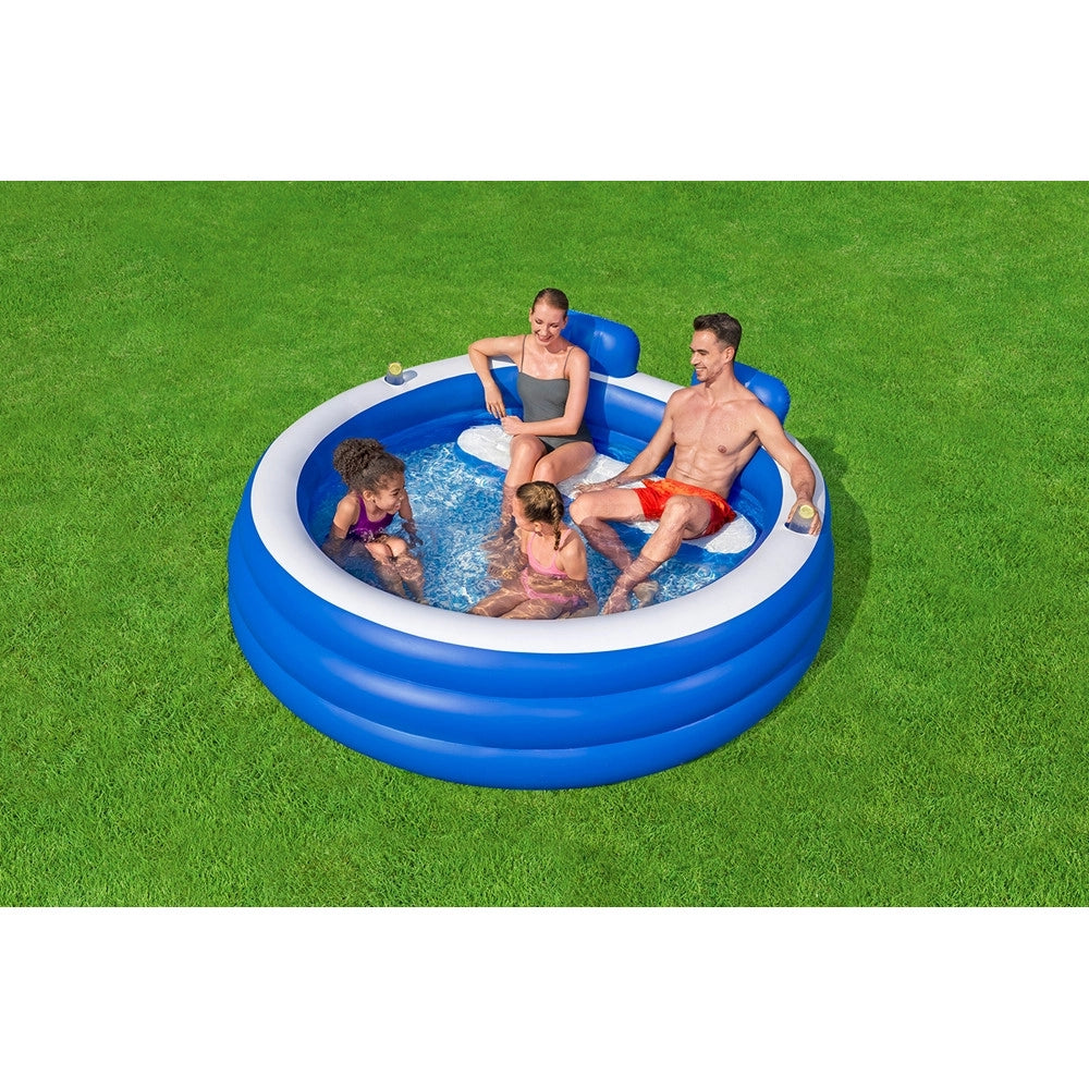 Trade Shop - Piscina Gonfiabile Familiare 231x219x79cm Con Panca Poggiatesta Portabicchieri 54422 -