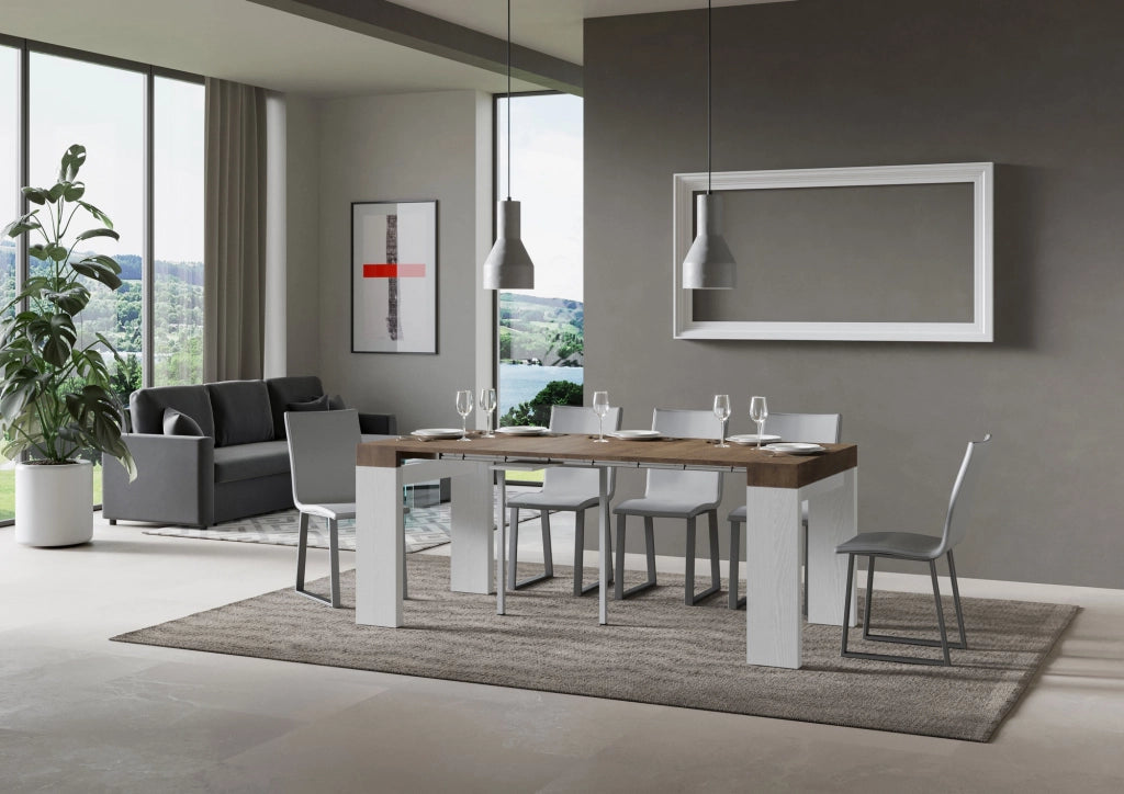 Consolle allungabile 90x40/196 cm Roxel Mix Small piano Noce - struttura Bianco Frassino
