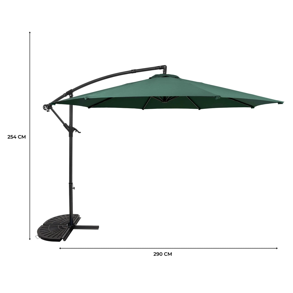 Ombrellone Decentrato 3m Verde Banana con Base 2 Pesi 28kg