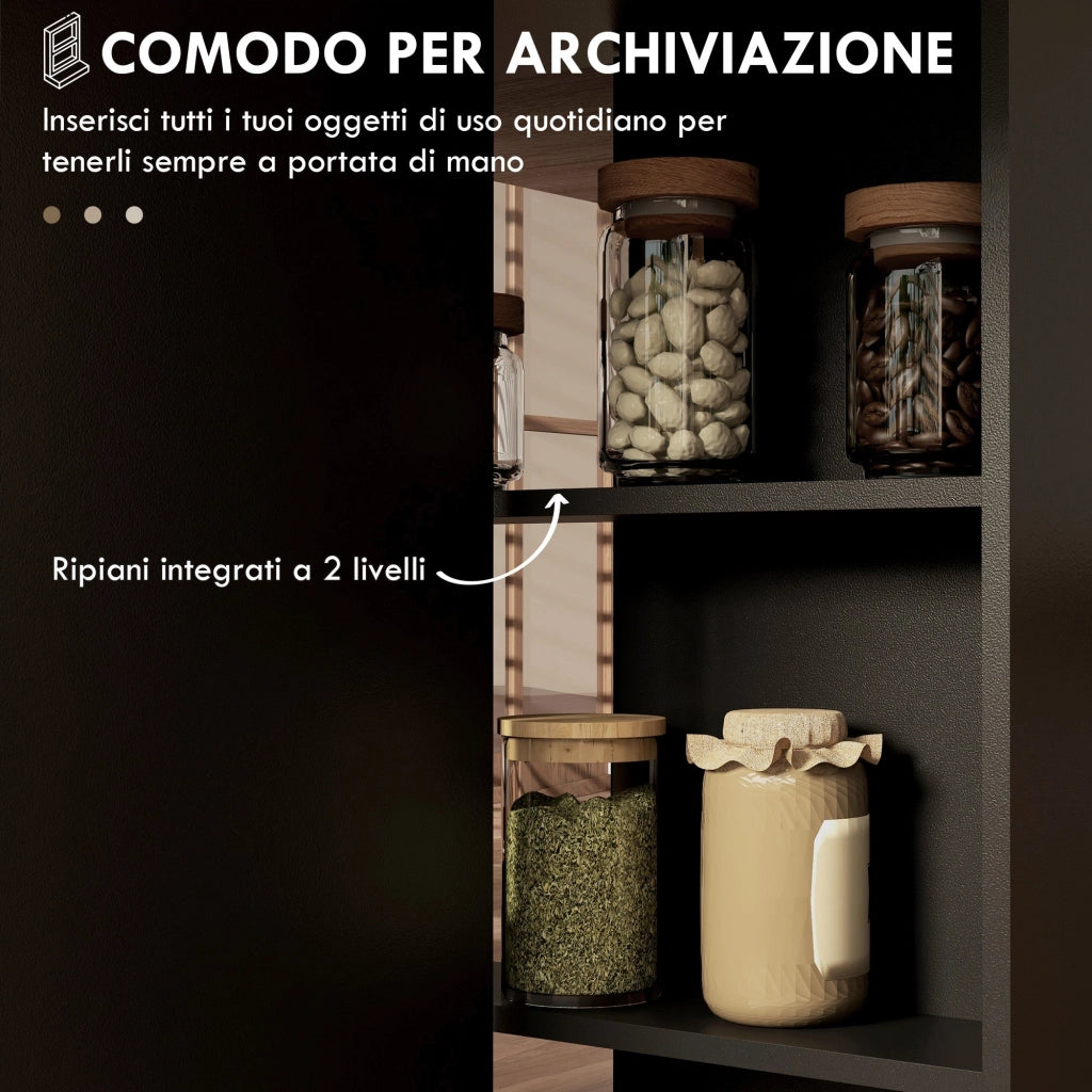 Tavolo Pieghevole Salvaspazio 140x75x74 cm con Ruote e Ripiani Rovere e Nero