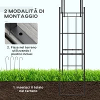 Archetto da Giardino per Piante Rampicanti e Decorazioni, Metallo Nero, 157x40x223cm