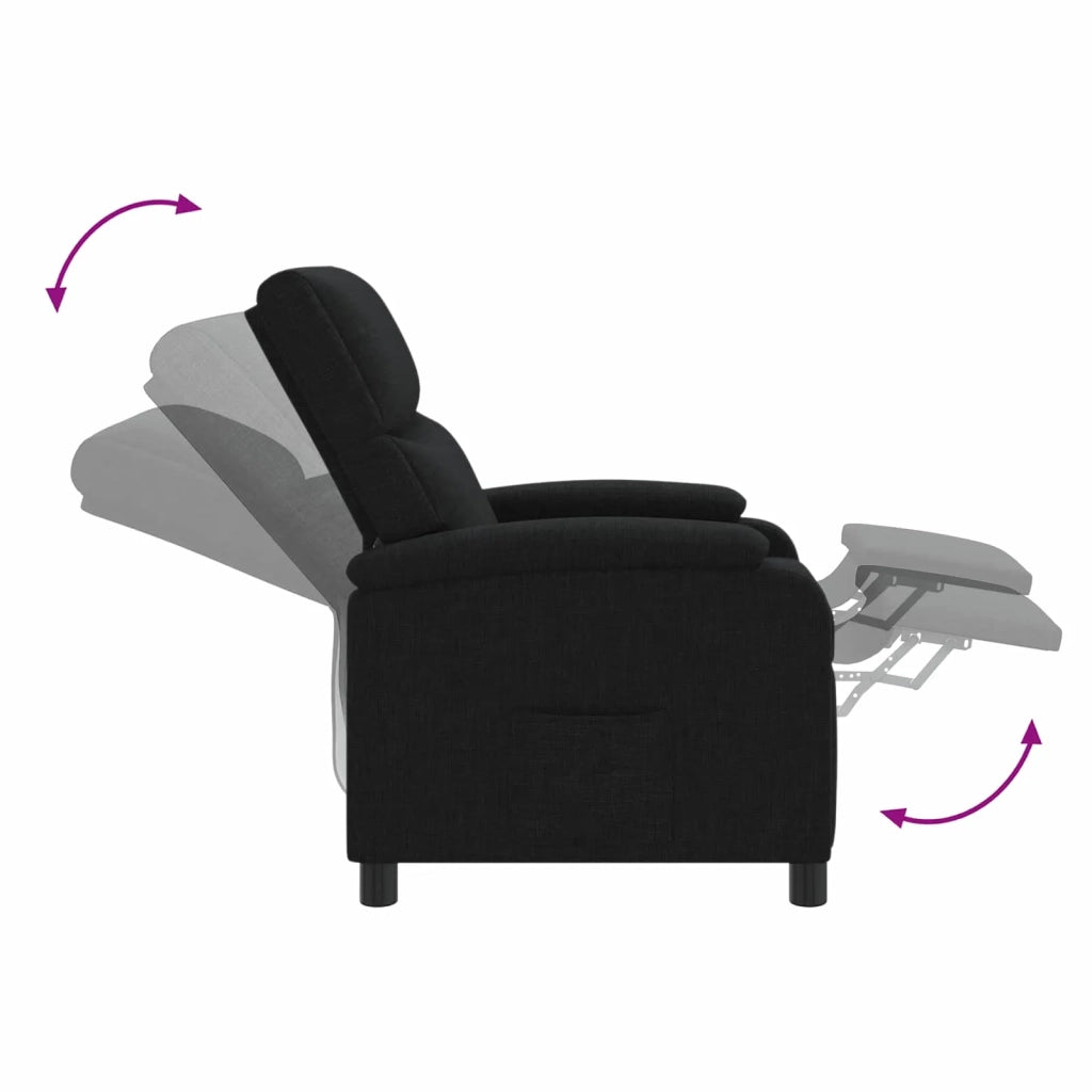 Divano Sedia-Poltrona reclinabile Nero Tessuto 330813