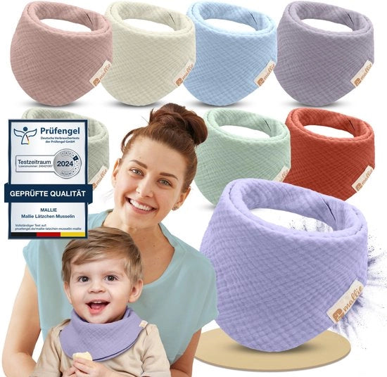 Set di 8 Slabbettoni di Muslina per Bambini | Slabbettoni, Bandane Trigonali e Slabbettoni per Bambini | Bandane di Mousseline, Tovaglie di Mousseline e Slabbettoni per Bambini | Slabbettoni per Bambini e Bandane