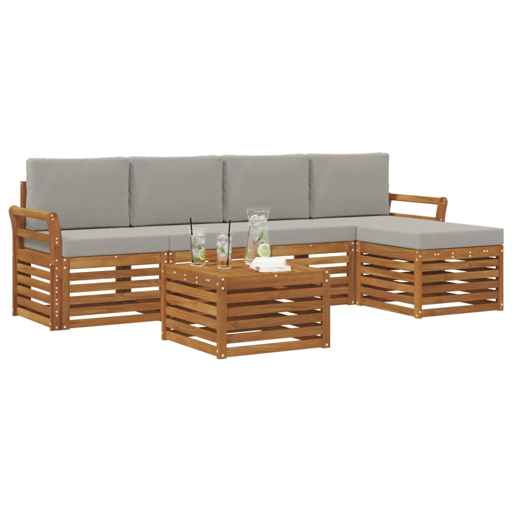 Set di divani da esterno 6 pcs Grigio Naturale e Chiaro 3374691