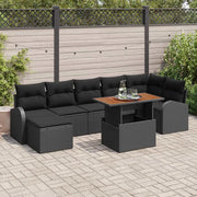 Set Divano da Giardino con archiviazione 8 pcs Nero Poly Rattan