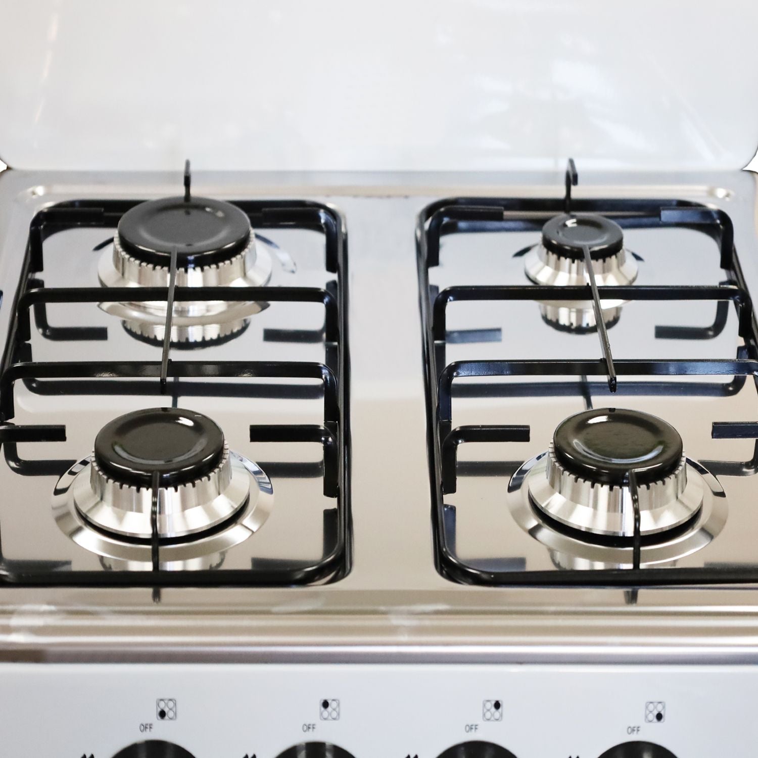 Marvin Fornello a Gas 4 Fuochi da Campeggio Piano Cottura con Supporto 2 Ripiani in Acciaio Cucina da Esterno Por Grigio