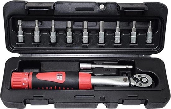 Chiave a vite da 1/4 pollice per bicicletta e motocicletta - Kit di riparazione con adattatore di coppia 2-24Nm - Chiave a vite a tubo rosso