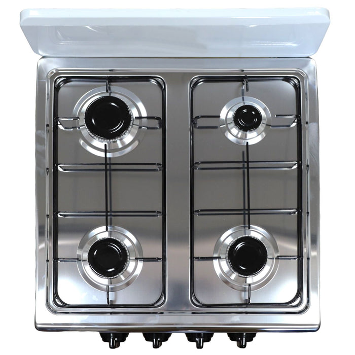 Marvin Fornello a Gas 4 Fuochi da Campeggio Piano Cottura con Supporto 2 Ripiani in Acciaio Cucina da Esterno Por Grigio