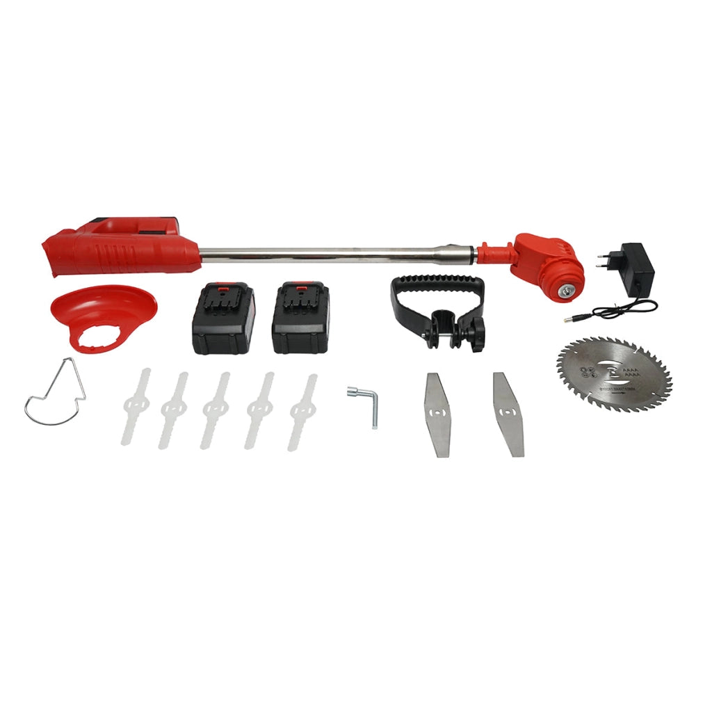 Decespugliatore elettrico estensibile 850W, 2 batterie al litio 21V/3000 mAh, velocità 18000 giri/min, accessori inclusi