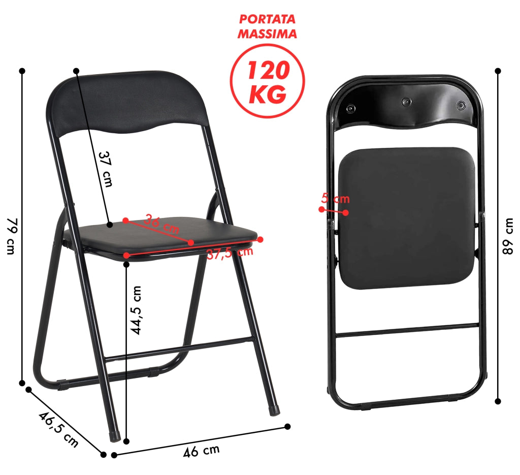 Set 6 Sedie Pieghevoli Sedia Cucina Robusta Struttura In Metallo Seduta Comoda In Simil Ecopelle Sedute Poltrona Per Ospiti Campeggio Sala Riunioni Ufficio Pieghevole Salvaspazio Scrivania Nero