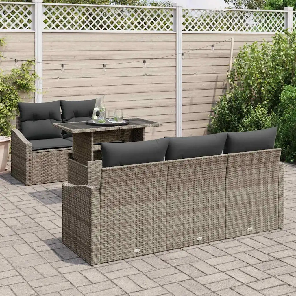 Set Divano da Giardino con cuscino 6 pcs Grigio polyrattan 3348915