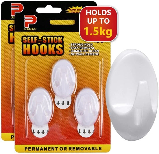 Set di 2 Hanger da Parete Self-Adesivi - Ganci Medio Grandi - Multifunzionali - Rimovibili Senza Danneggiare - Materiale PVC di Alta Qualità - Adatti a Muri, Legno, Vetro