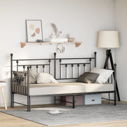 Letto a giorno con lettino estraibile Nero 75x190 cm Acciaio