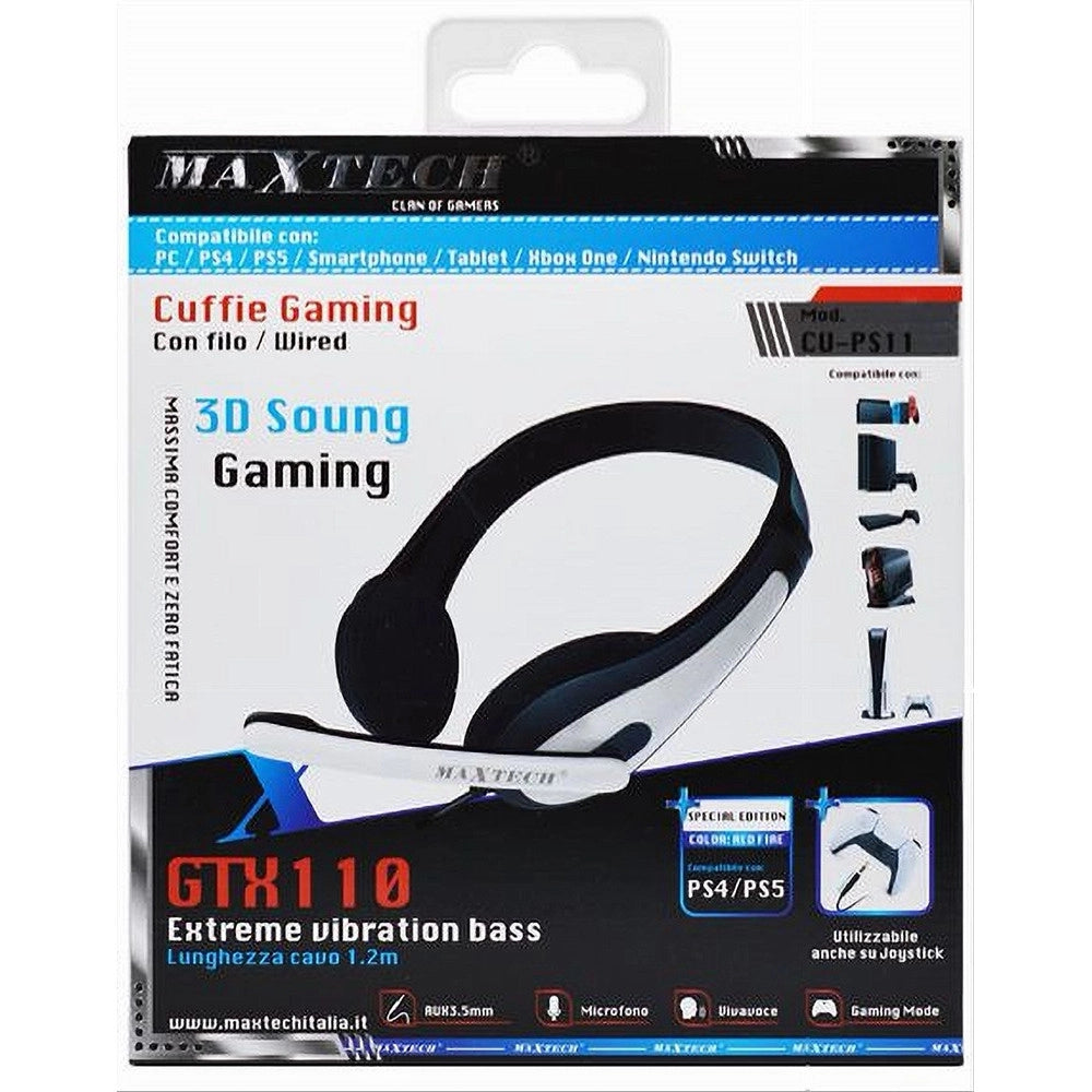 Trade Shop - Cuffie Gaming Cu-ps11 Con Filo 1.2mt Microfono Integrato Per Pc / Ps4 / Ps5 Xbox -