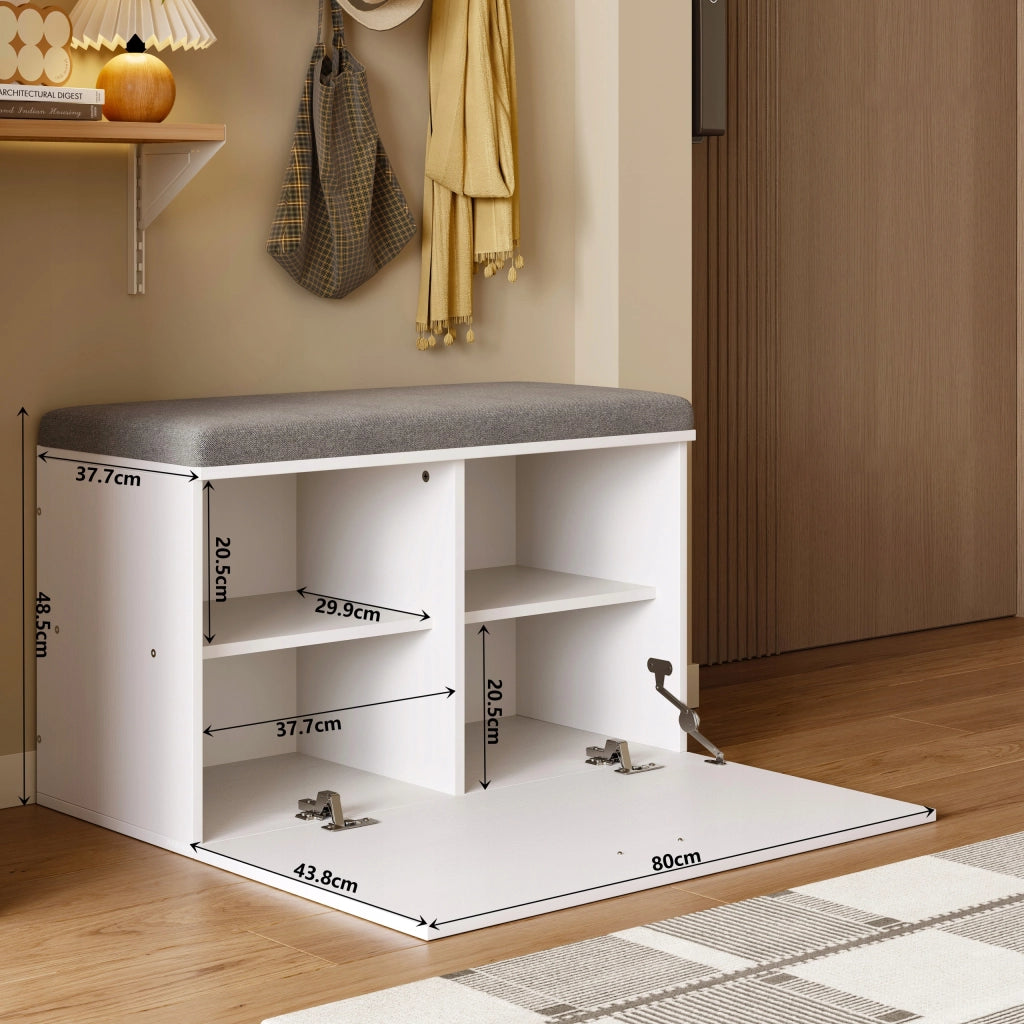 Moderno mobile porta scarpe con seduta – panca per l'ingresso, bianco stile loft