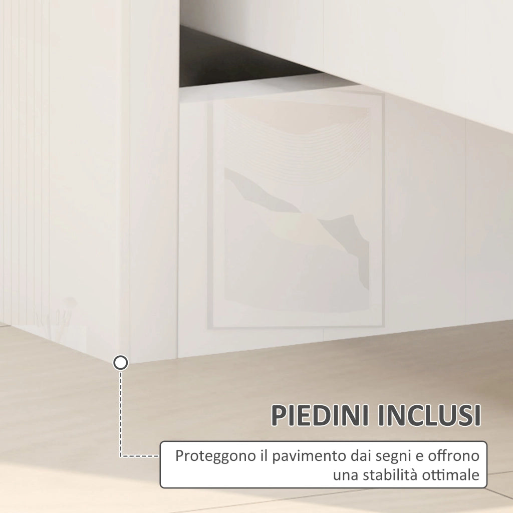 Comodino con Cassetti 40x40x48 cm in Legno Bianco Lucido