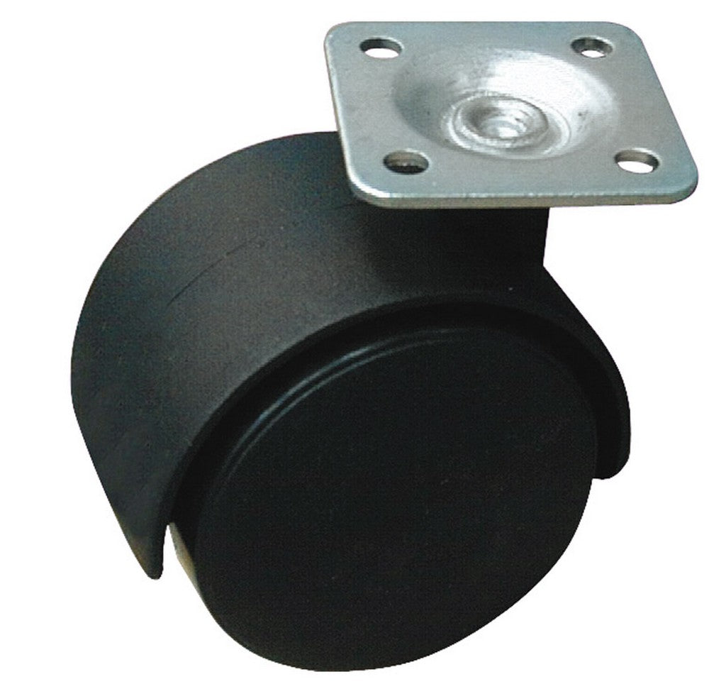 ruota girevole per mobili cuffia nylon  mm. 50-piastra mm. 38x38 cod:ferx.vit13552