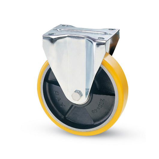 ruota fissa per carrelli poliuretano art.22a mm.100-piastra mm.100x85 cod:ferx.vit44706