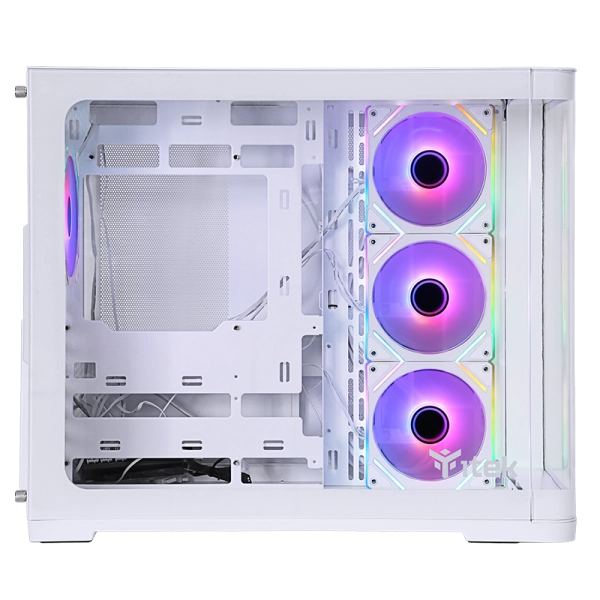 Case DARK CAVE CURVED - Gaming Tower- ATX- 4x12cm ARGB fan- 2xUSB3- Type-C- Curved Temp Glass Side & Front Panel- White Edition