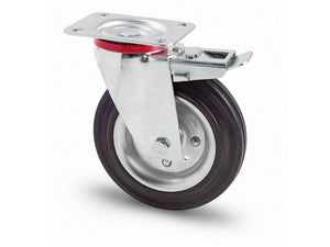 ruota girevole per carrelli+freno ant. art.103 mm. 80-piastra mm.100x85 cod:ferx.vit44790