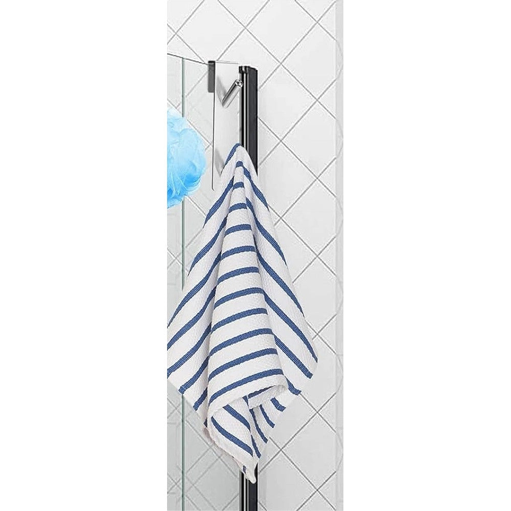 Trade Shop - Gancio Doppio Per Porta Box Doccia Per Appendere Asciugamani Bagno 4x18 Cm 87766 -
