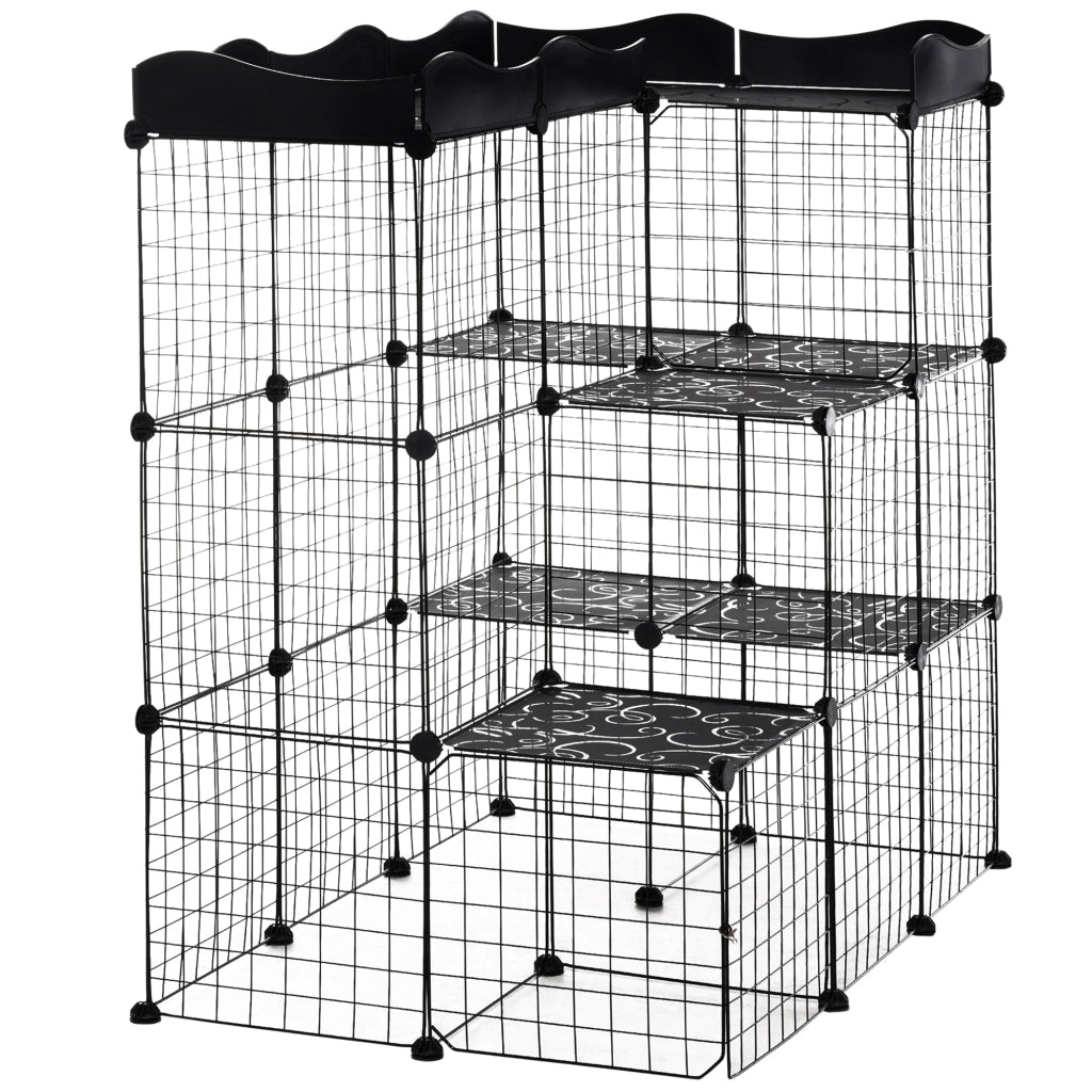 Recinto per animali domestici modulabile a 3 livelli ¨C zephmum ¨C 105x70x116 cm nero